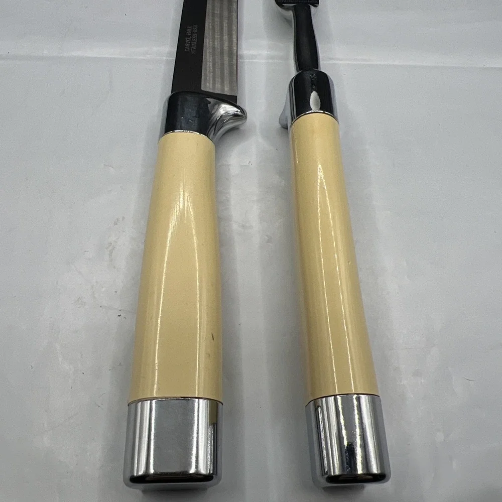 Carvel Hall 2 Piece Carving Set Knife & Meat Fork Cream Handle Stainless USA